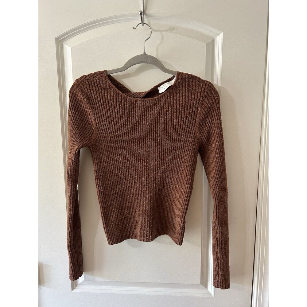 ASTR The Label Women’s Size M Brown Twist Back Cutout Sweater Top